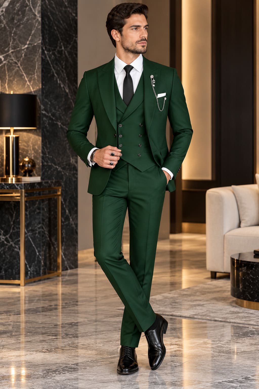 Costume Vert Emeraude Chic