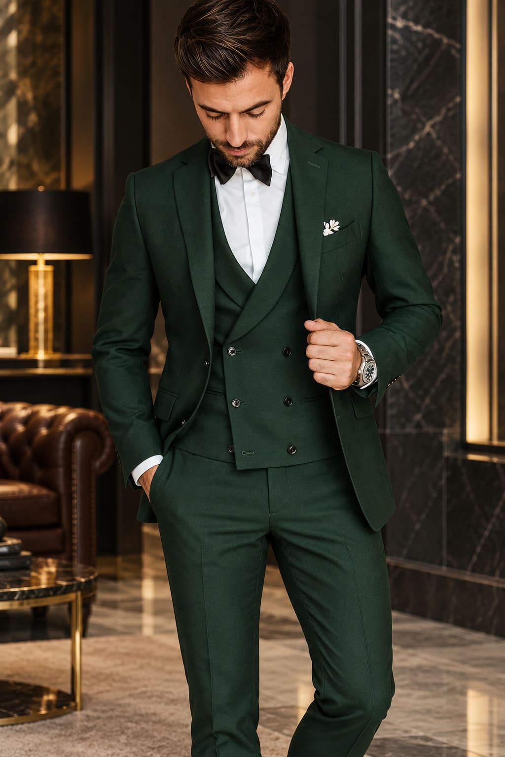 Costume Vert Emeraude Homme Élégant