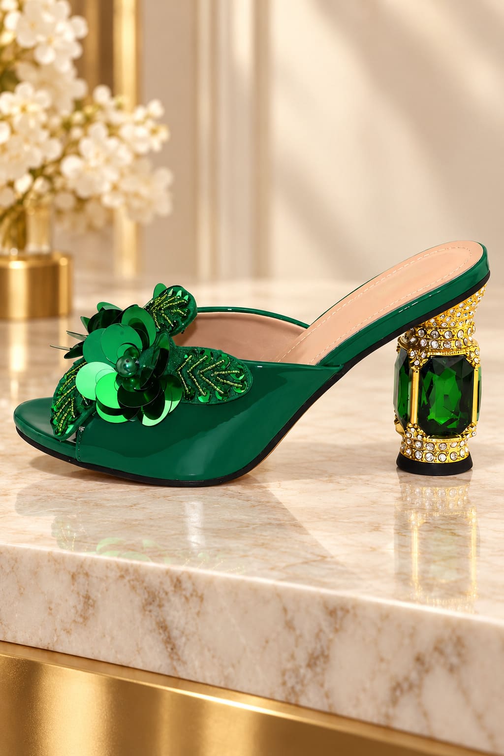 Escarpin Fantaisie Vert Emeraude
