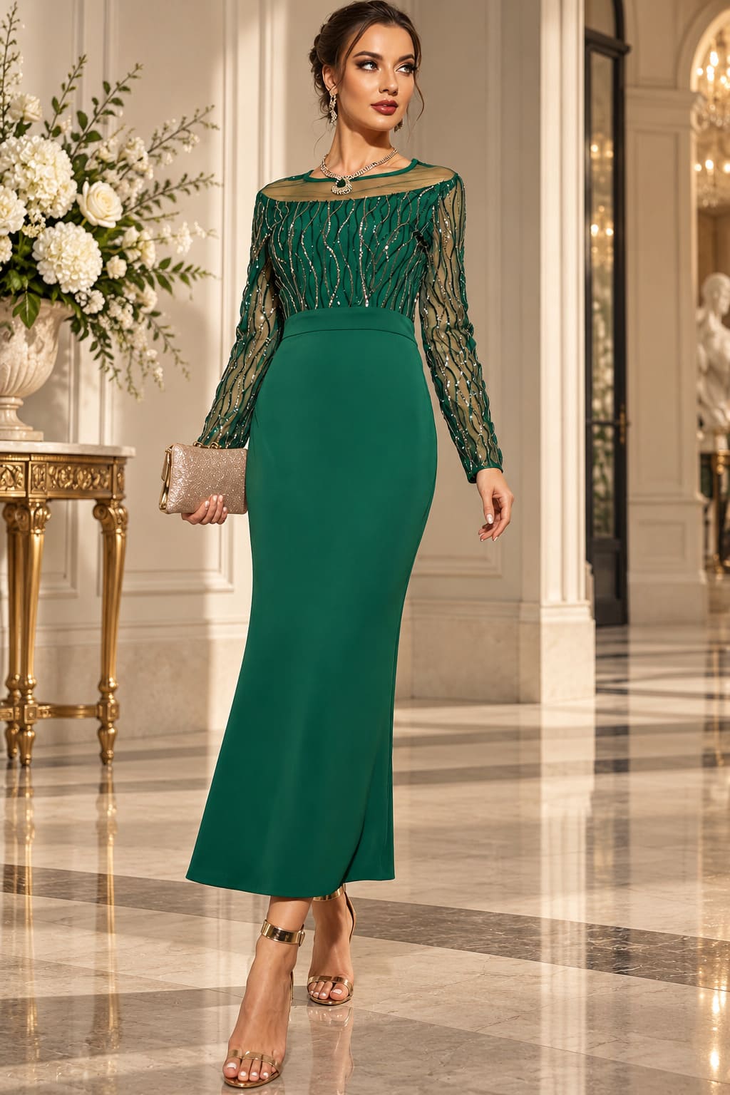 Robe Sequin Vert Emeraude