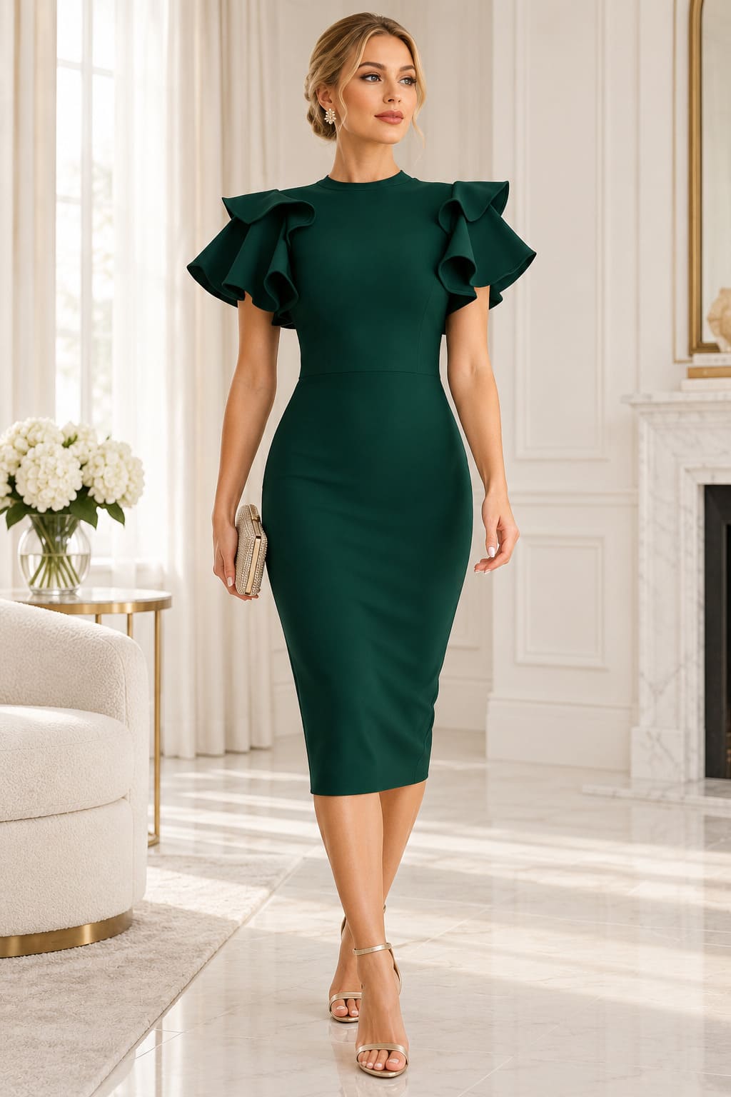 Robe Vert Emeraude Crayon