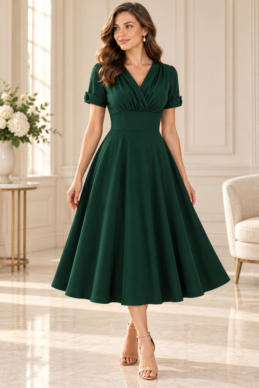 Robe Vert Emeraude Trapèze