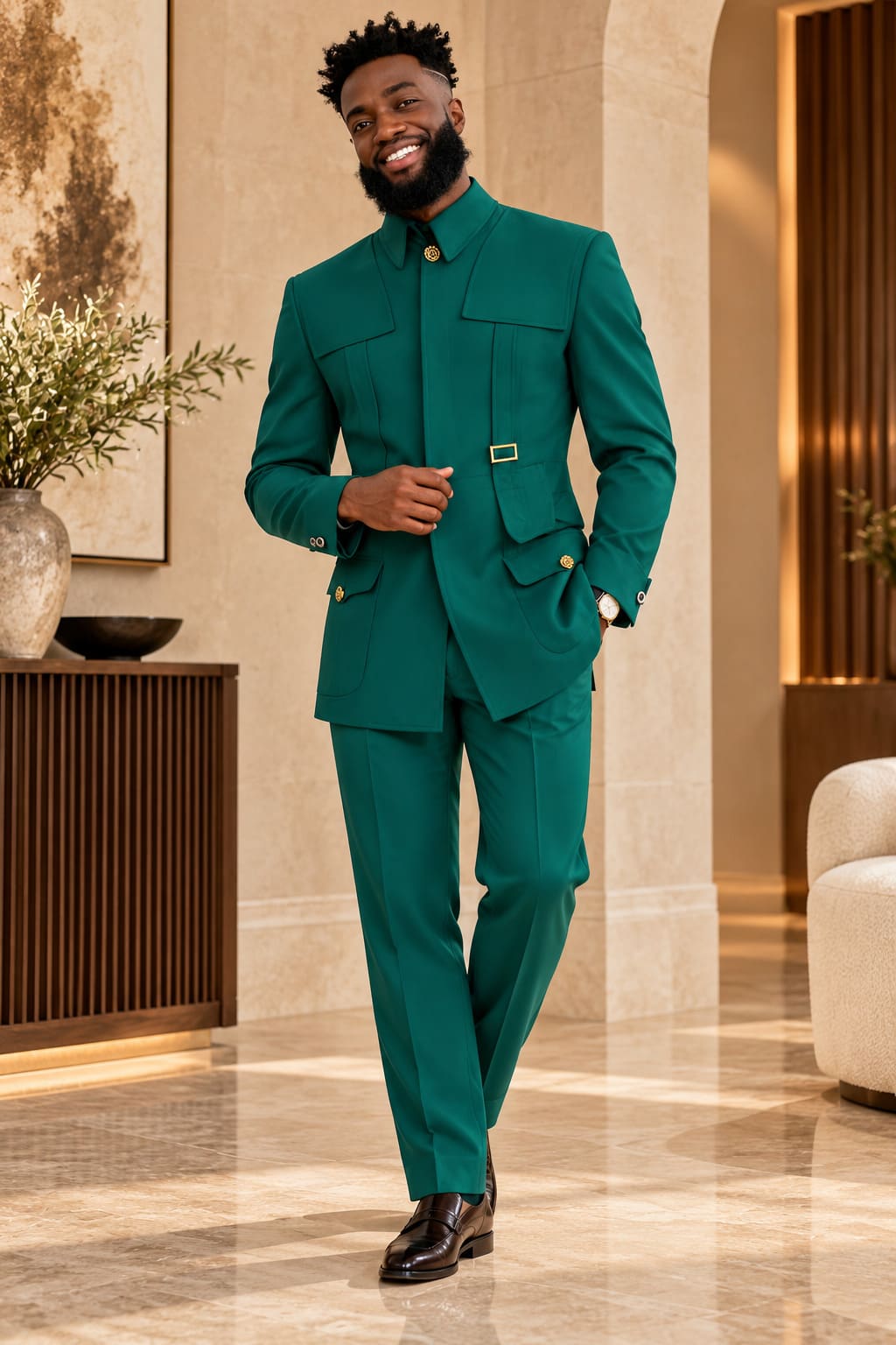 Costume Homme Vert Emeraude Élégant